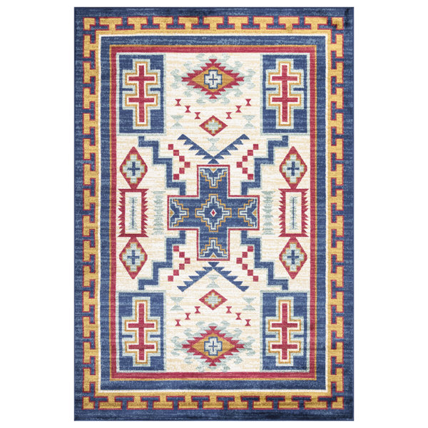 Natur Pur Gough Luxury Large Blue/Cream Rug Wayfair.co.uk